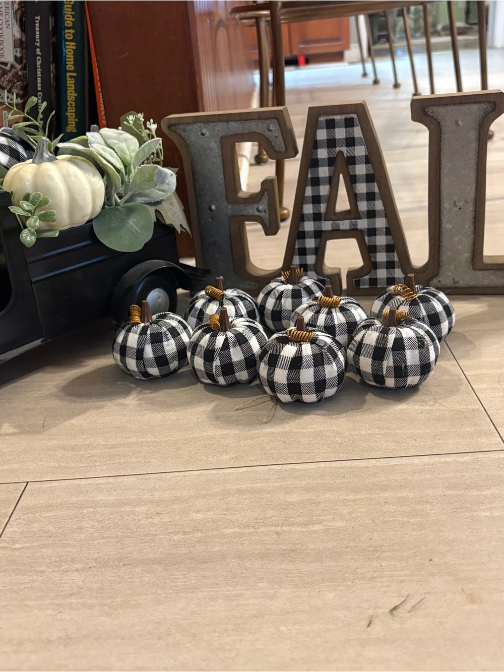 Black & White Plaid Fabric Mini Pumpkins - Set of 8 with Fall and Truck bundle